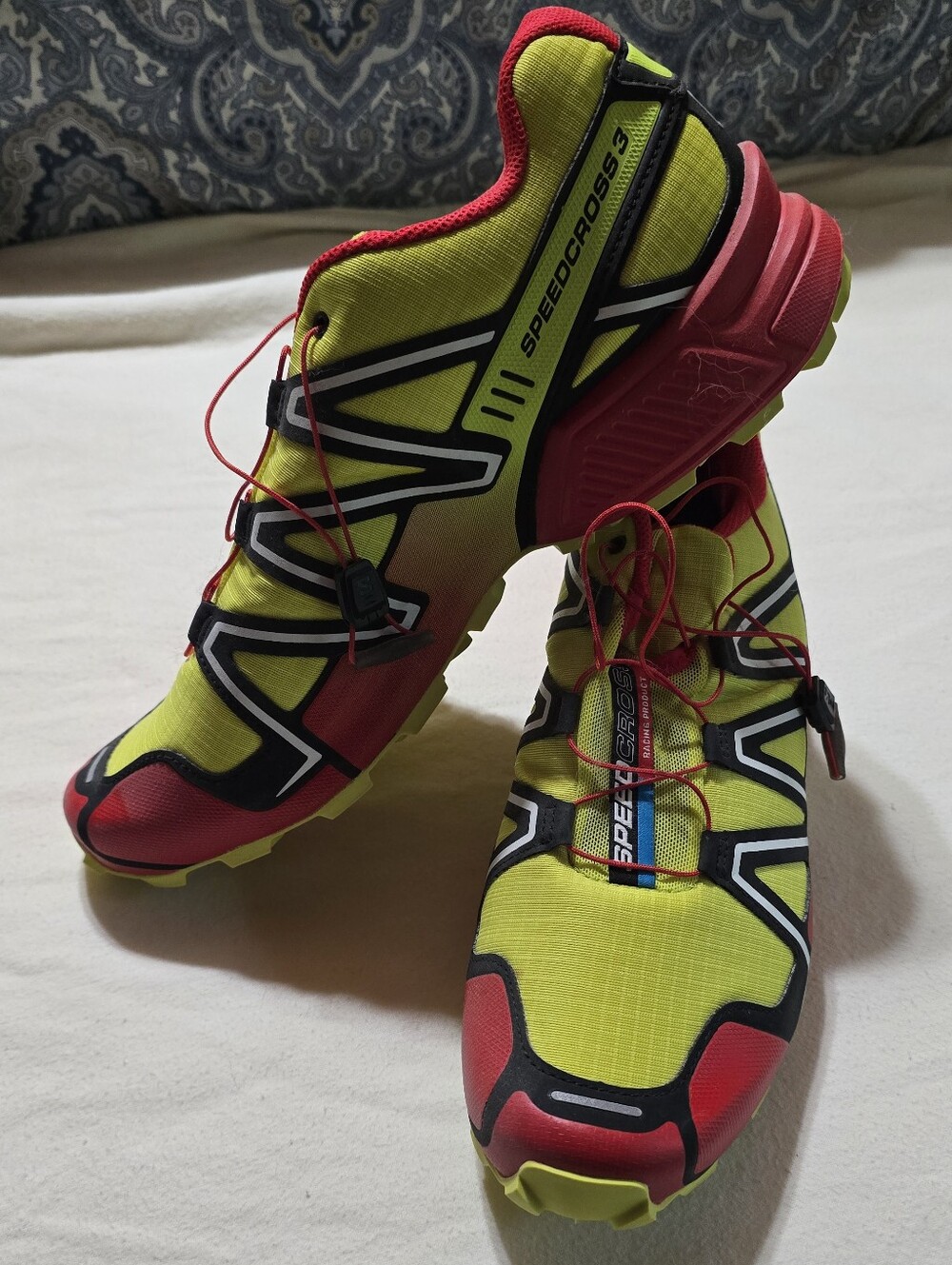 Salomon Speedcross 3 Trail Running Shoes Men's US 13 Safety Yellow Red NWOT